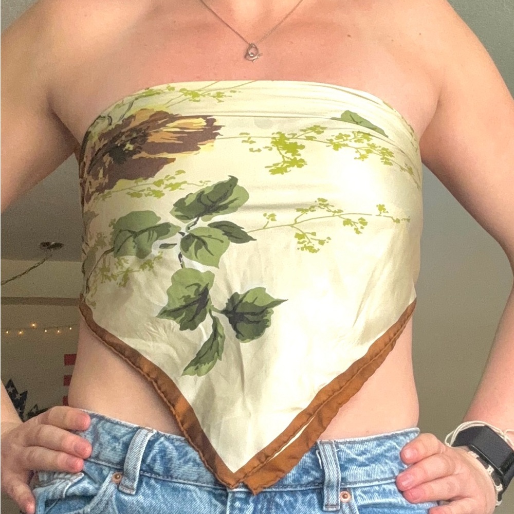 floral, silk cloth top